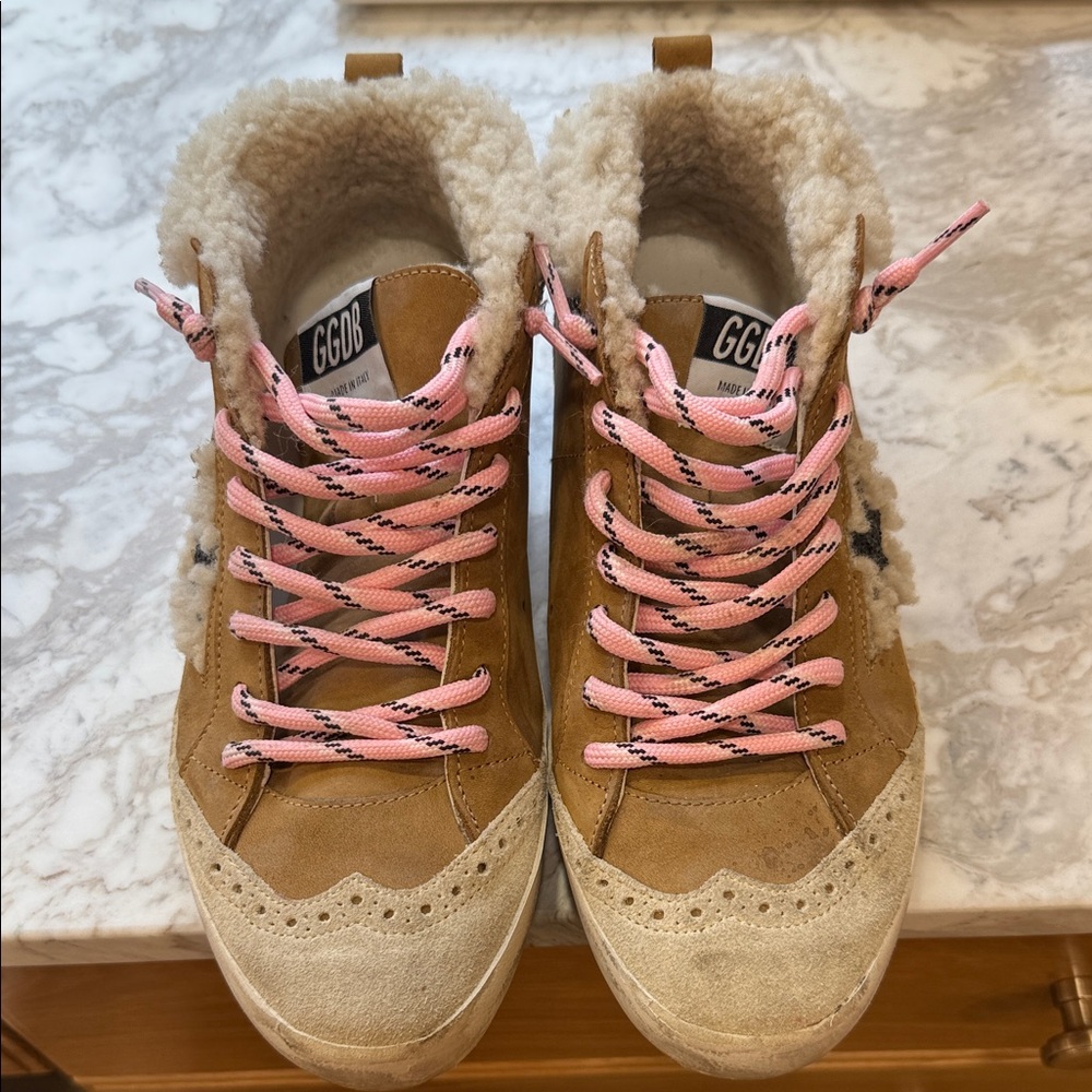 Women's Tan and Pink Sneakers